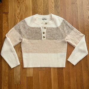 J Crew 100% cashmere marled cropped striped sweater size small Butterscotch